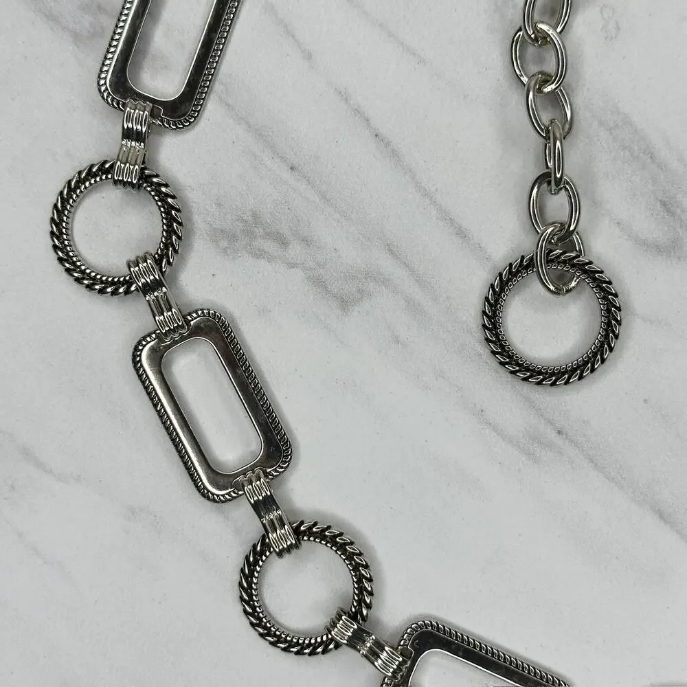 Textured Silver Chain Belt Rectangle Rope Large/XL (L/XL) ✨